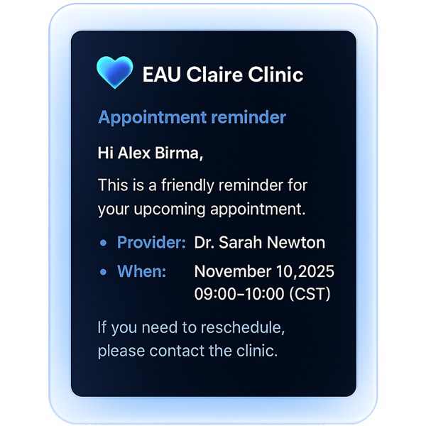 Appointment reminder email