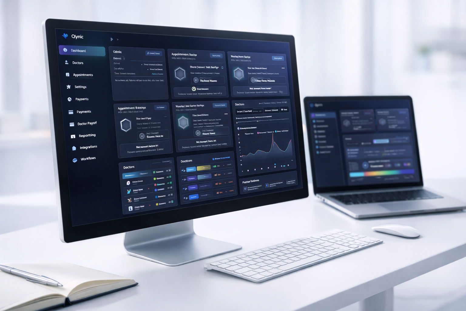 Qlynic dashboard in a clinic workspace
